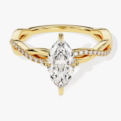 Marquise Twisted Moissanite Engagement Ring with Pave Set Side Stones (1.00 CT)