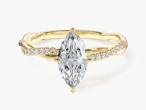 Marquise Twisted Moissanite Engagement Ring with Pave Set Side Stones (1.00 CT)
