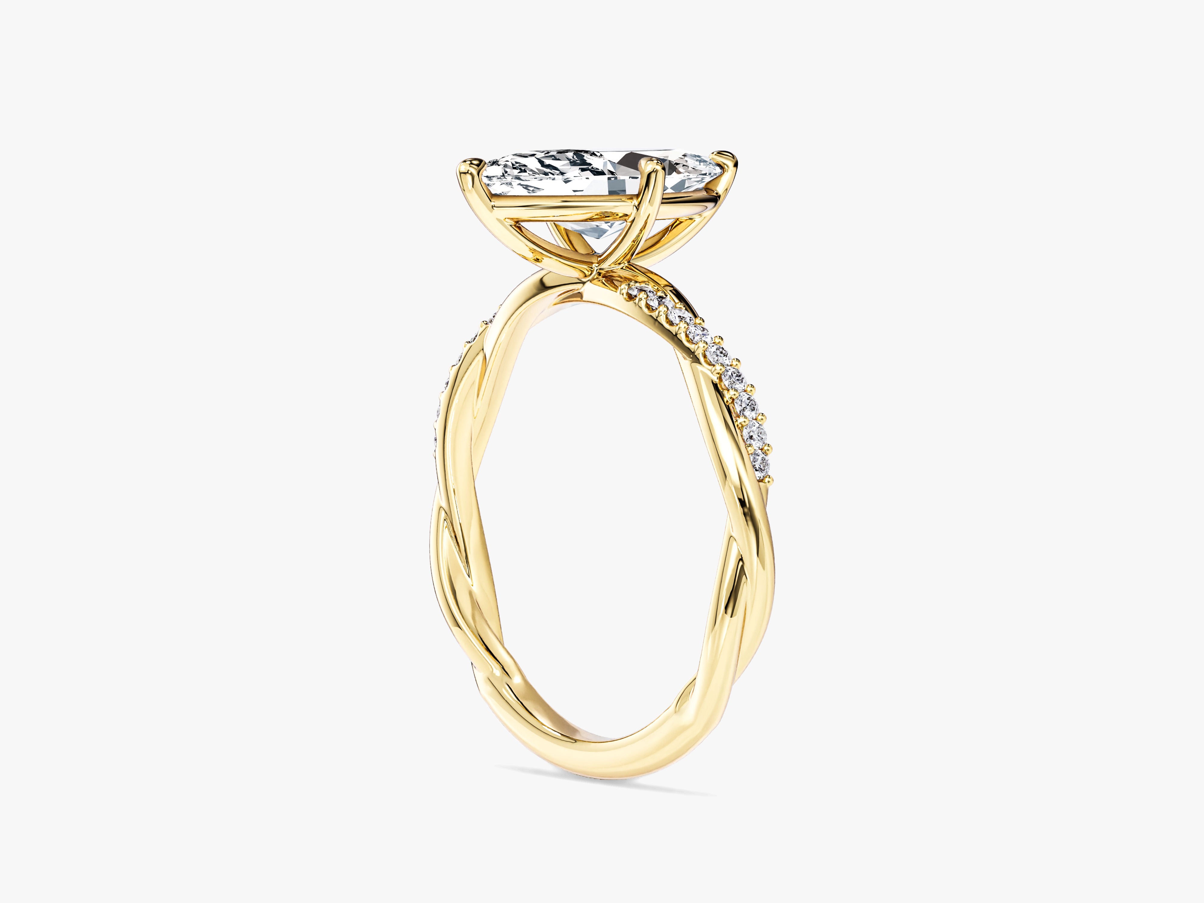 Marquise Twisted Moissanite Engagement Ring with Pave Set Side Stones (1.50 CT)