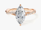 Marquise Twisted Moissanite Engagement Ring with Pave Set Side Stones (1.50 CT)