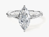 Marquise Twisted Moissanite Engagement Ring with Pave Set Side Stones (1.50 CT)