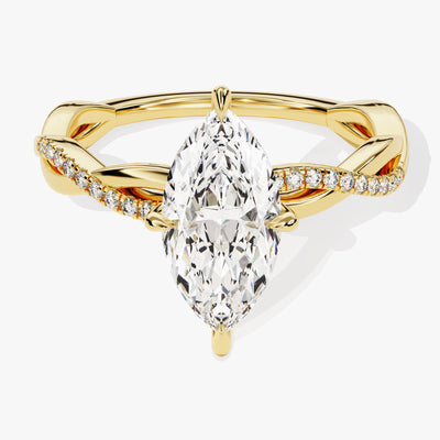 Marquise Twisted Moissanite Engagement Ring with Pave Set Side Stones (1.50 CT)