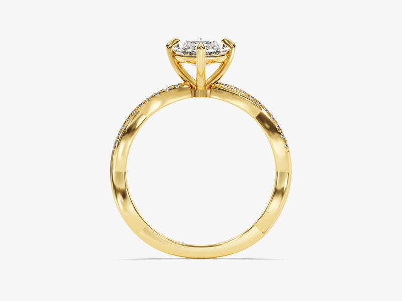 Marquise Twisted Diamond Engagement Ring with Pave Set Side Stones (1.50 CT)