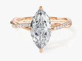Marquise Twisted Lab Grown Diamond Engagement Ring with Pave Set Side Stones (2.00 CT)