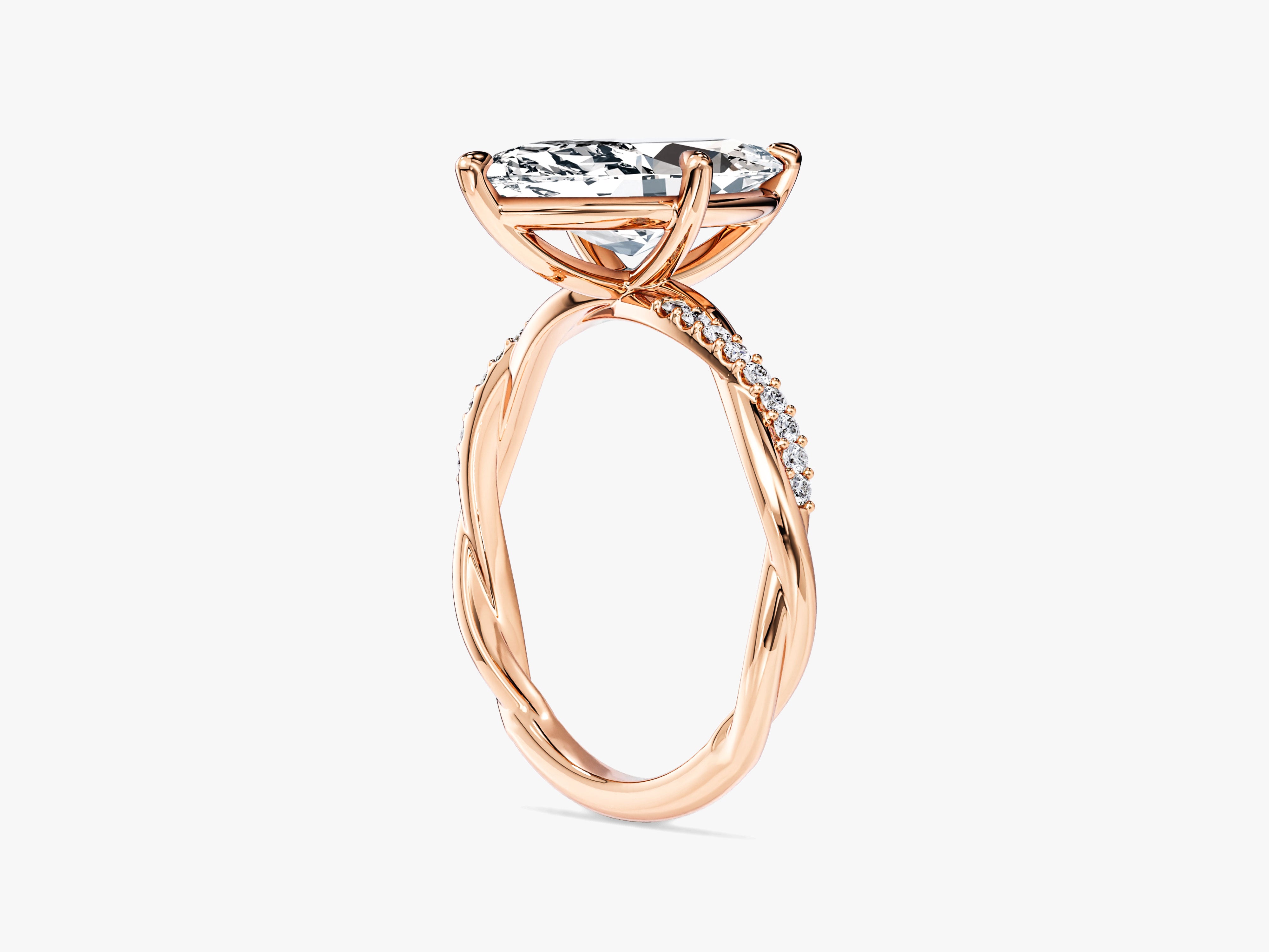 Marquise Twisted Lab Grown Diamond Engagement Ring with Pave Set Side Stones (3.00 CT)
