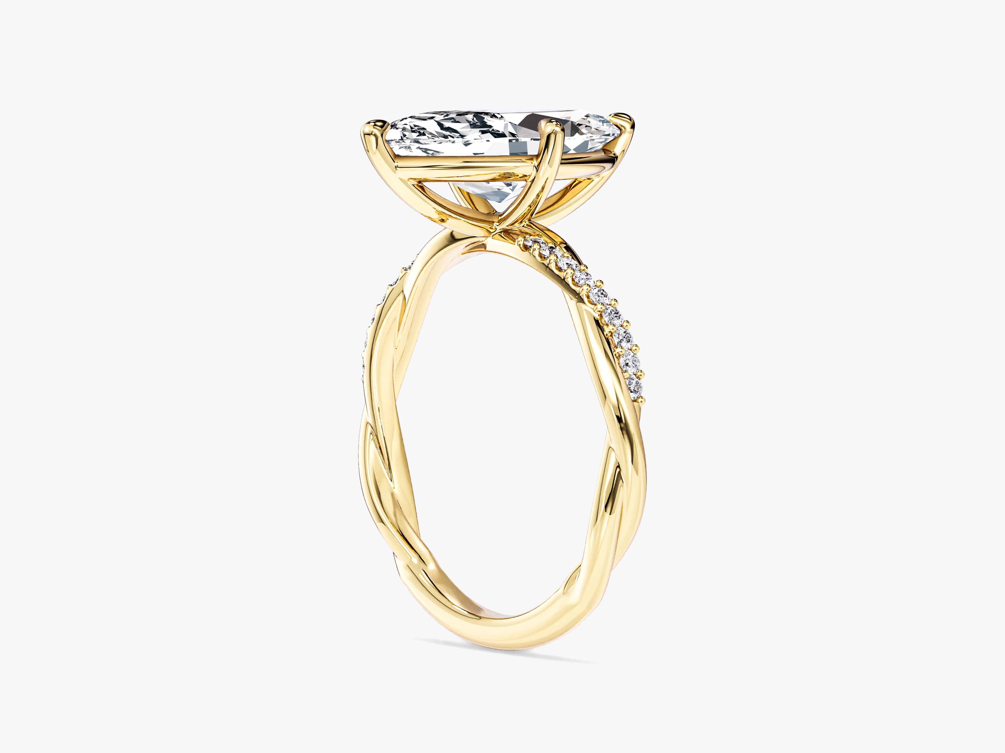 Marquise Twisted Lab Grown Diamond Engagement Ring with Pave Set Side Stones (3.00 CT)
