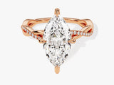 Marquise Twisted Diamond Engagement Ring with Pave Set Side Stones (3.00 CT)