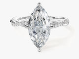 Marquise Twisted Lab Grown Diamond Engagement Ring with Pave Set Side Stones (3.00 CT)