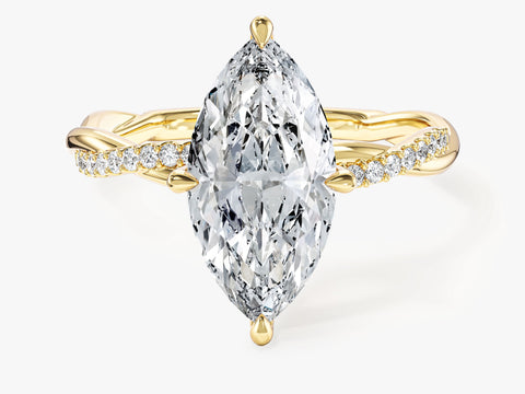Marquise Twisted Moissanite Engagement Ring with Pave Set Side Stones (3.00 CT)