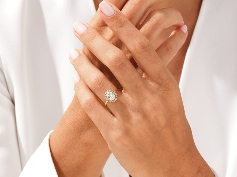 Oval Halo Moissanite Engagement Ring (1.50 CT)