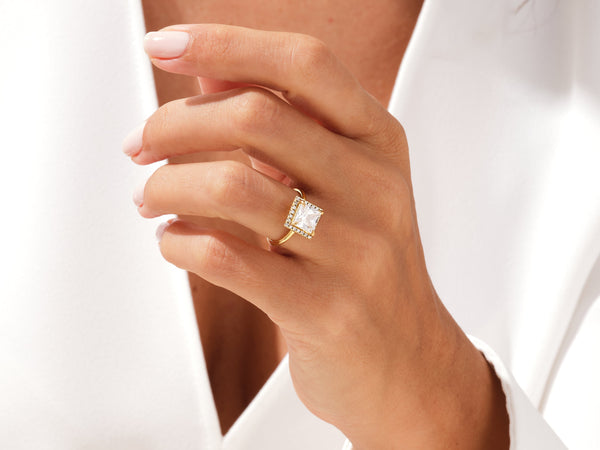 Princess Halo Moissanite Engagement Ring (2.00 CT)