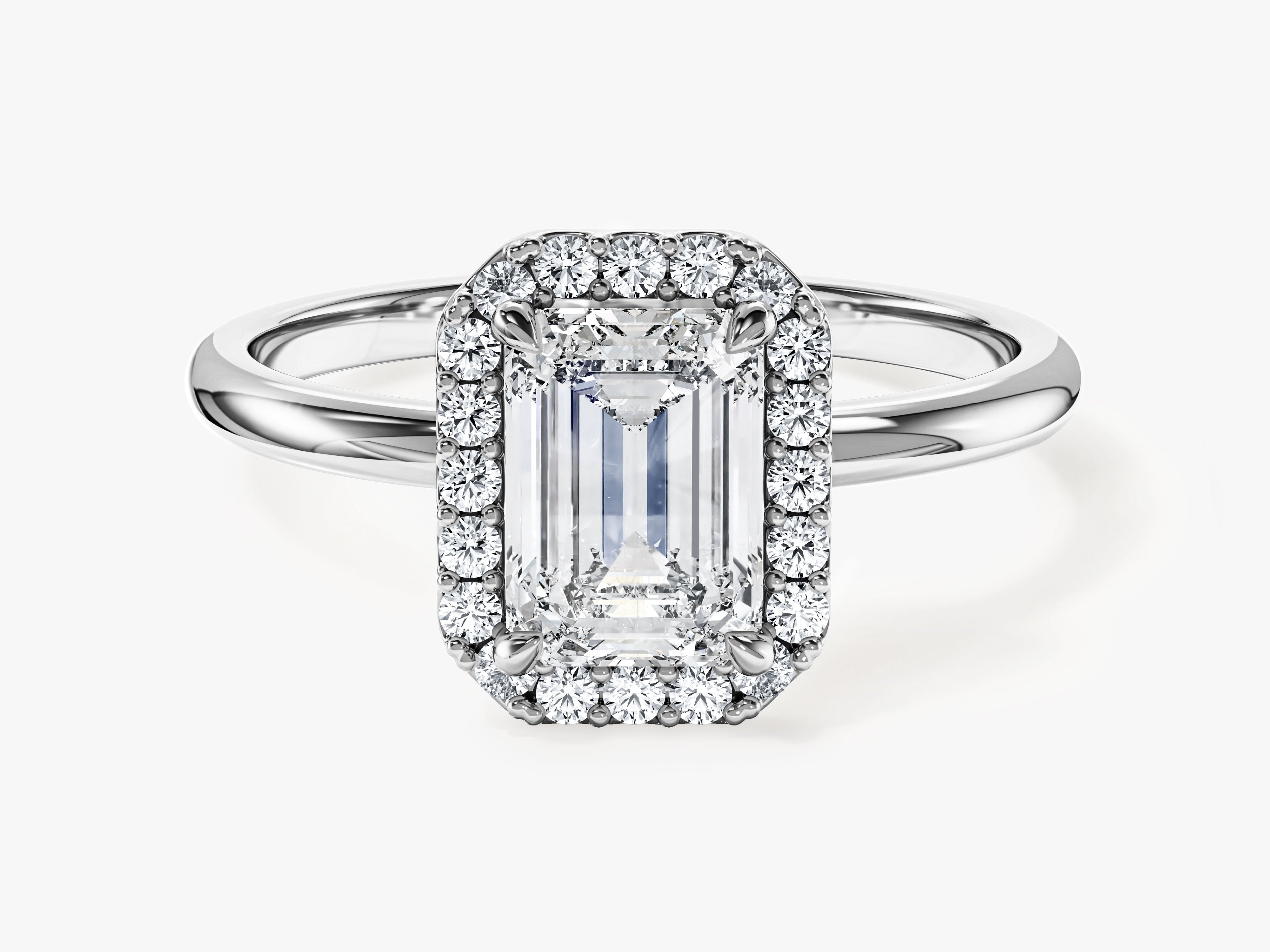 Emerald Halo Moissanite Engagement Ring (1.50 CT)