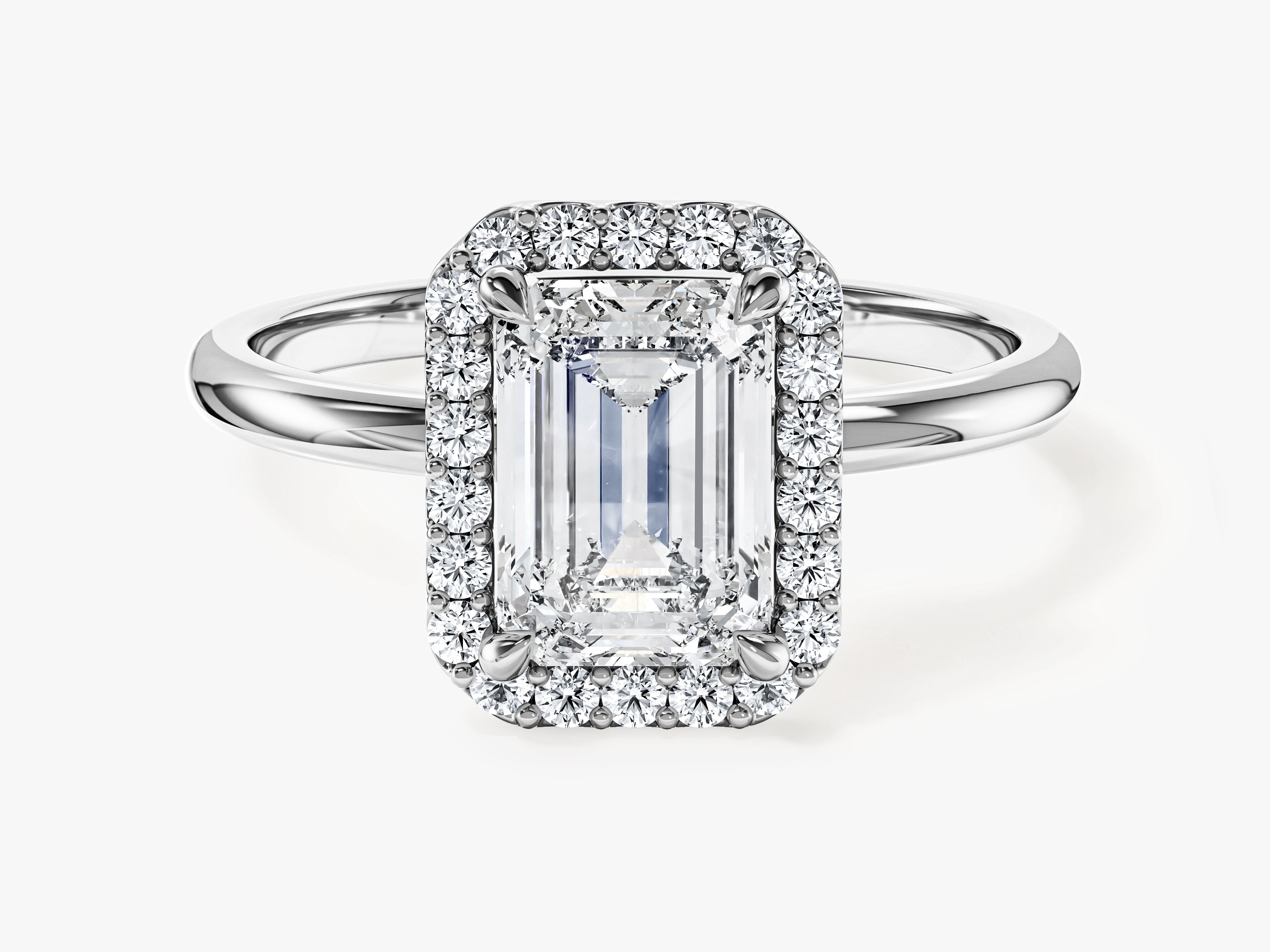 Emerald Halo Moissanite Engagement Ring (2.00 CT)