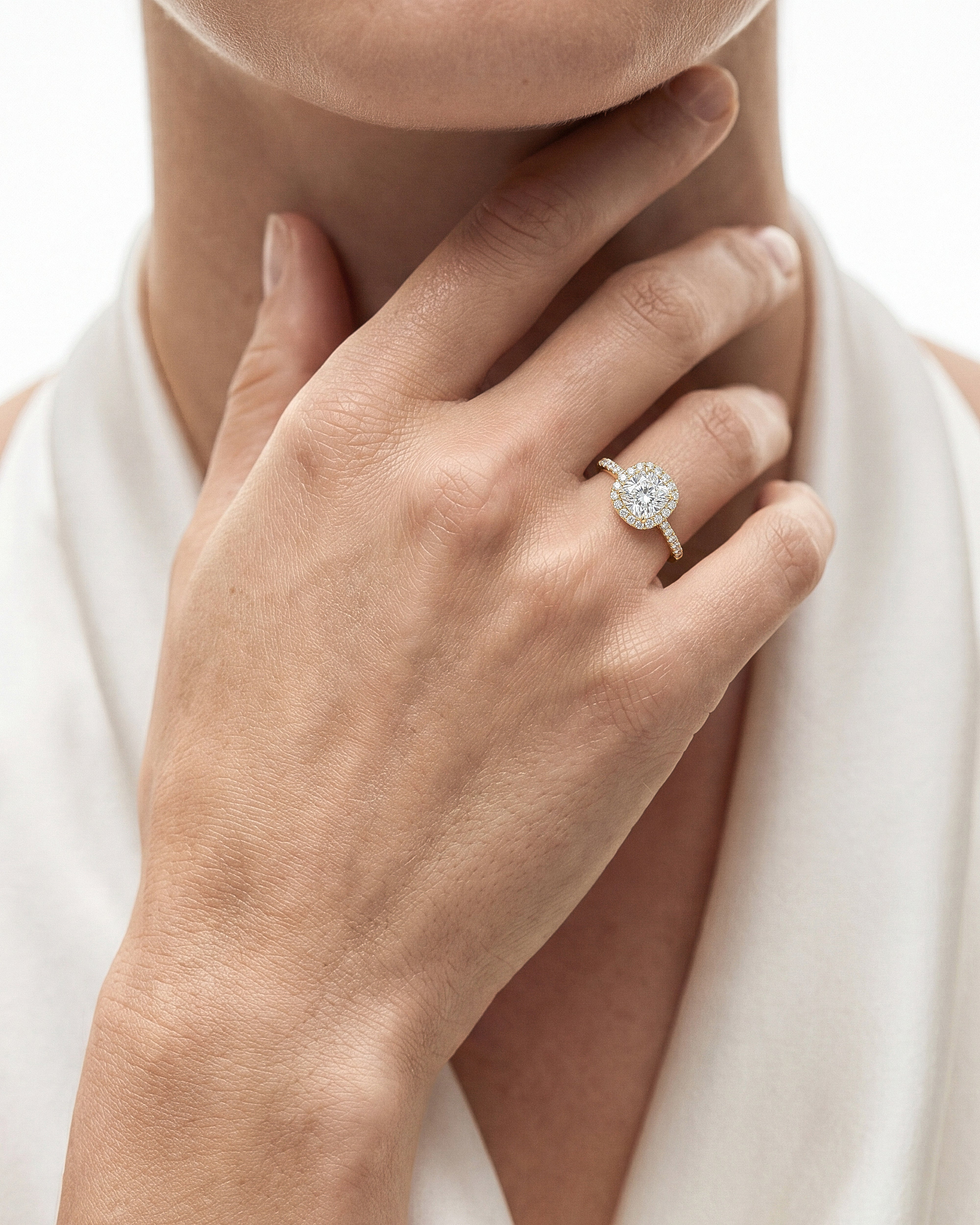 Cushion Halo Moissanite Engagement Ring (1.50 CT)