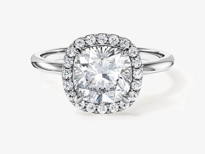 Cushion Halo Moissanite Engagement Ring (2.00 CT)