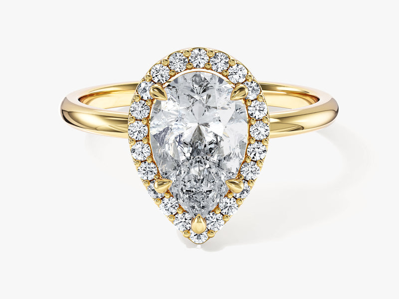 Pear Halo Moissanite Engagement Ring (2.00 CT)
