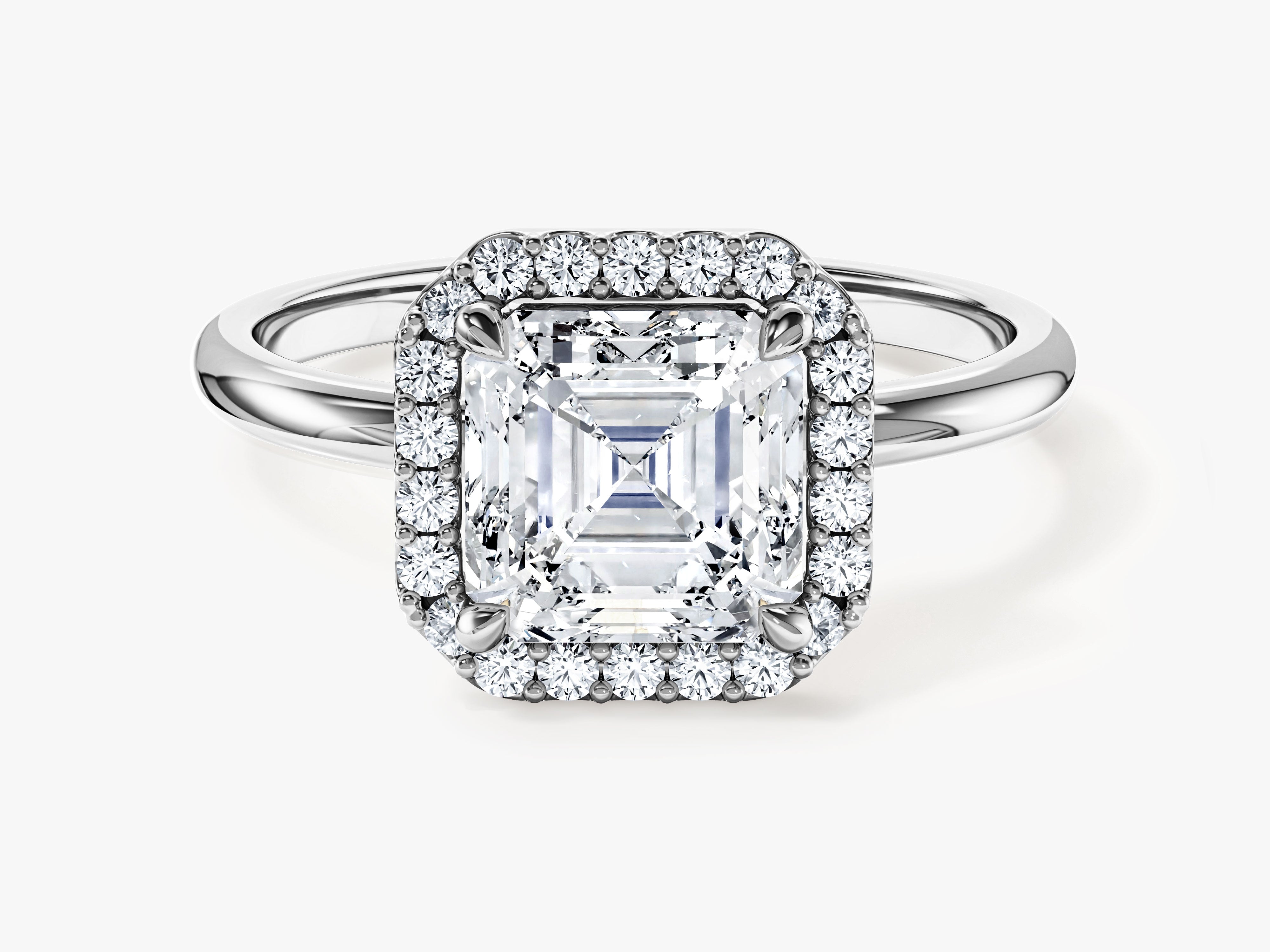 Asscher Halo Moissanite Engagement Ring (2.00 CT)