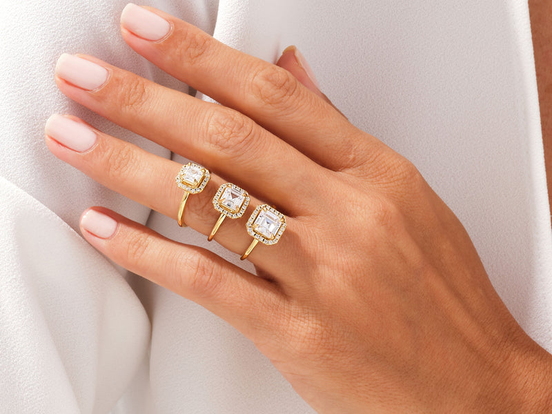 Asscher Halo Moissanite Engagement Ring (1.00 CT)