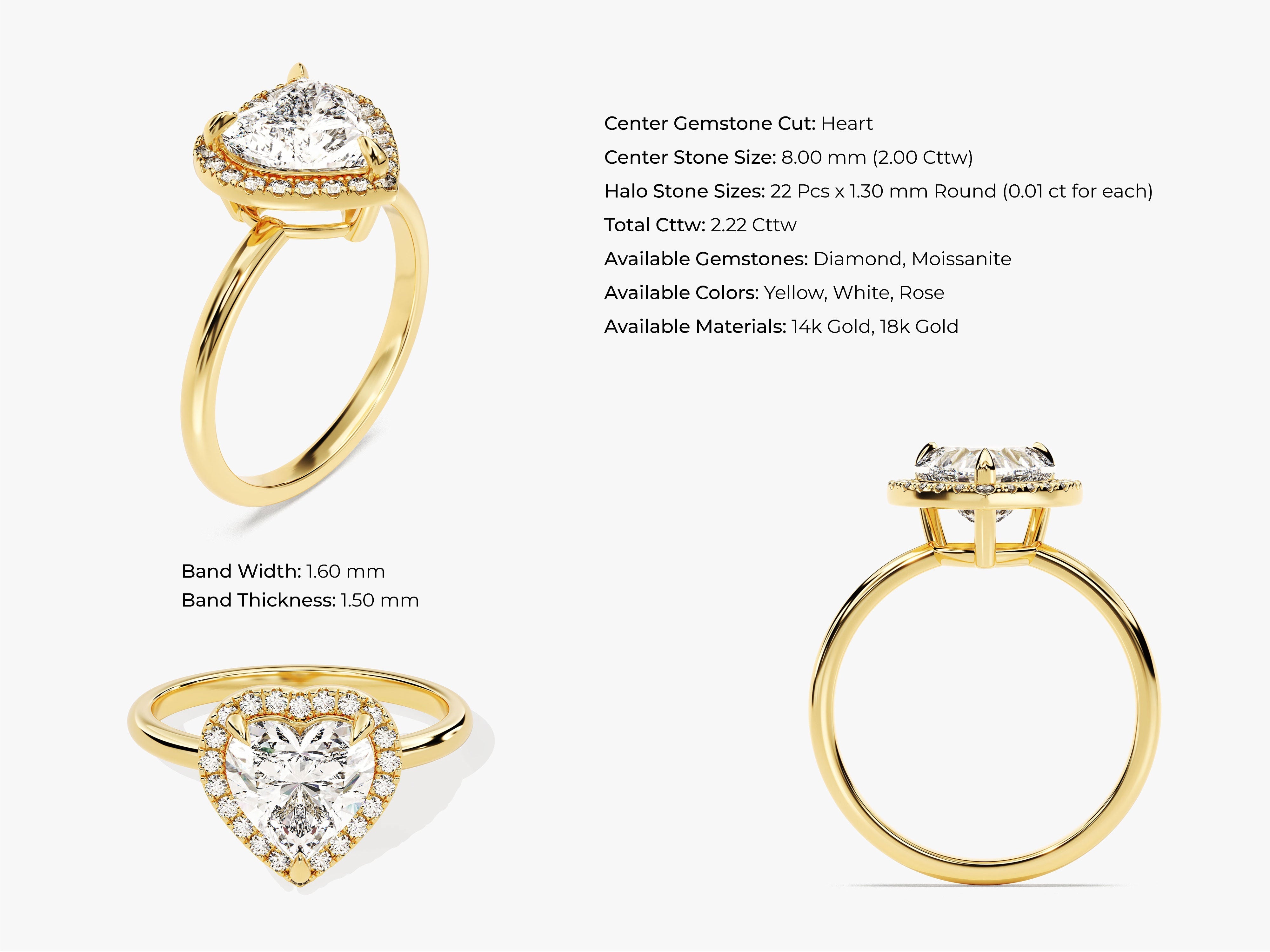 Heart Halo Lab Grown Diamond Engagement Ring (2.00 CT)