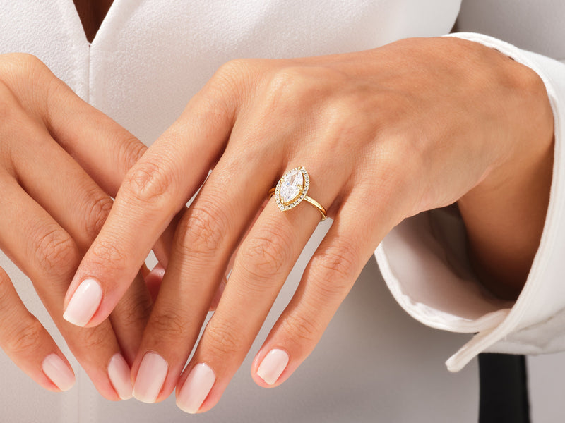 Marquise Halo Moissanite Engagement Ring (1.50 CT)