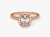 Double Shank Oval Halo Moissanite Engagement Ring (1.00 CT)