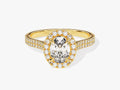 Double Shank Oval Halo Moissanite Engagement Ring (1.00 CT)