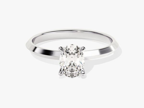 Knife Edge Oval Diamond Engagement Ring (1.00 CT)