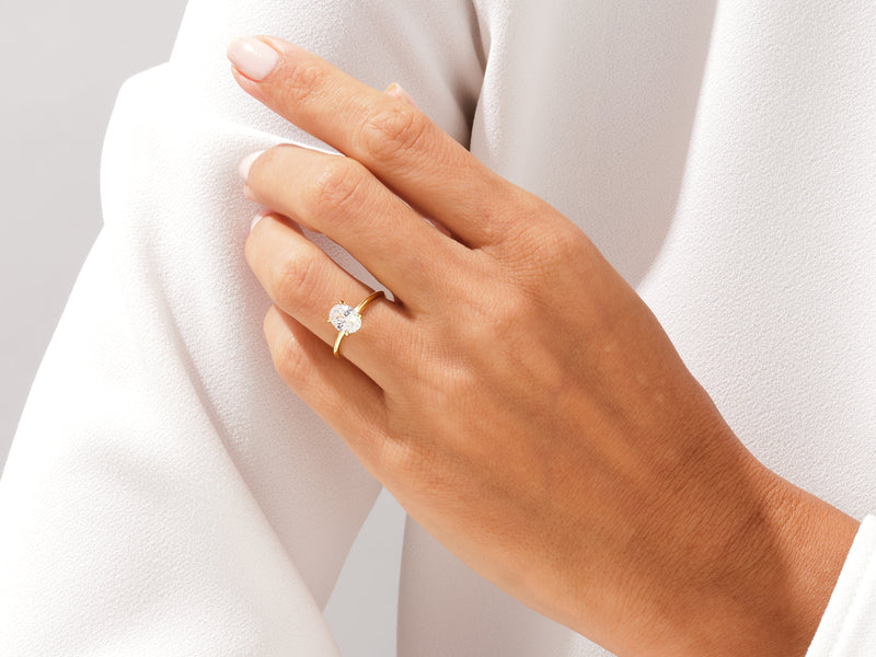 Knife Edge Oval Moissanite Engagement Ring (1.50 CT)