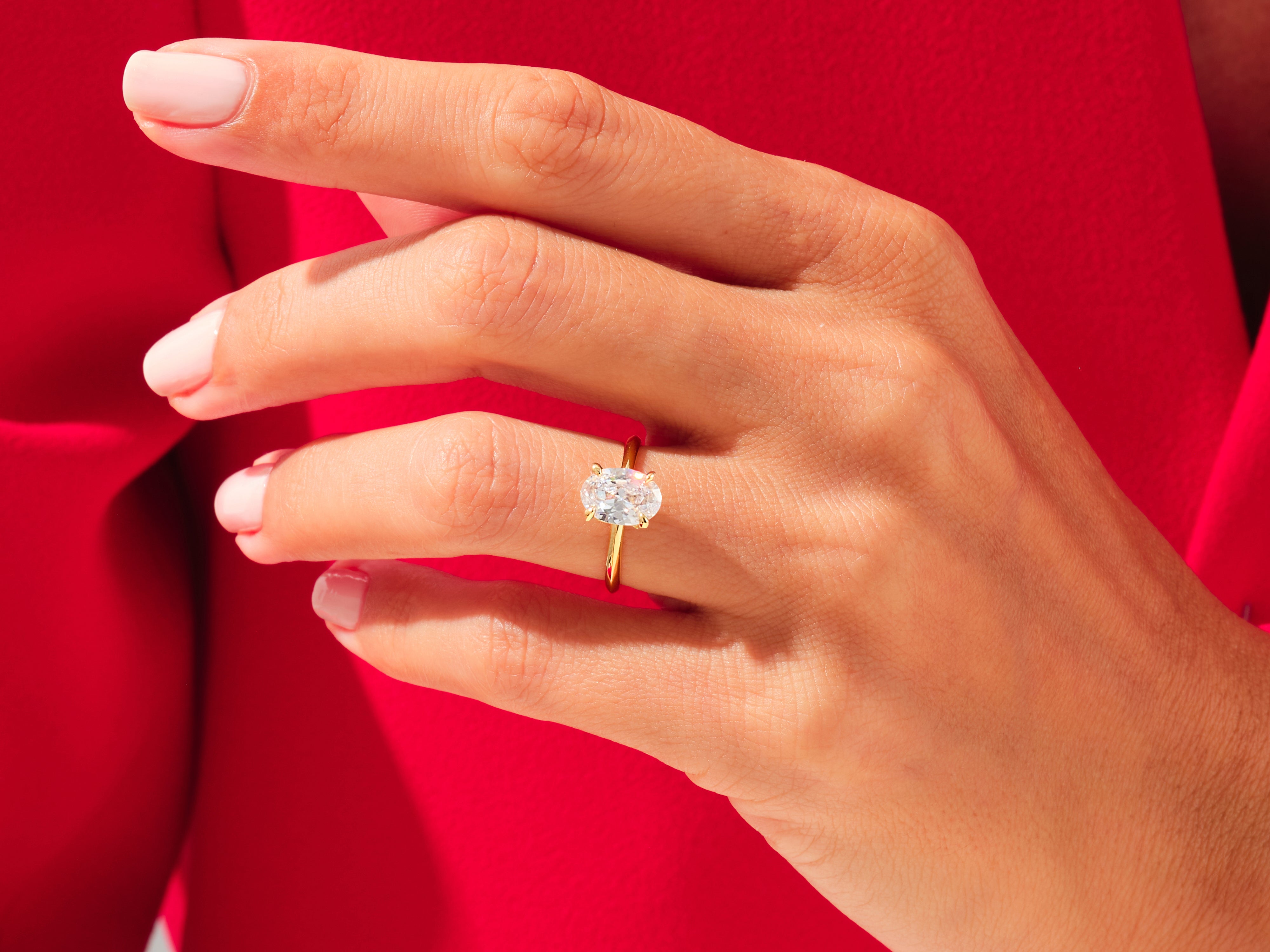 Knife Edge Oval Moissanite Engagement Ring (3.00 CT)