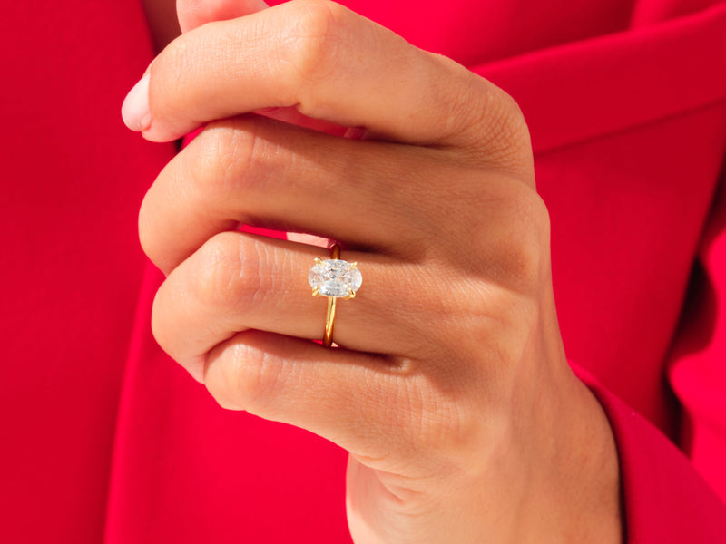 Knife Edge Oval Diamond Engagement Ring (3.00 CT)