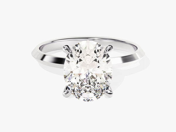 Knife Edge Oval Lab Grown Diamond Engagement Ring (3.00 CT)
