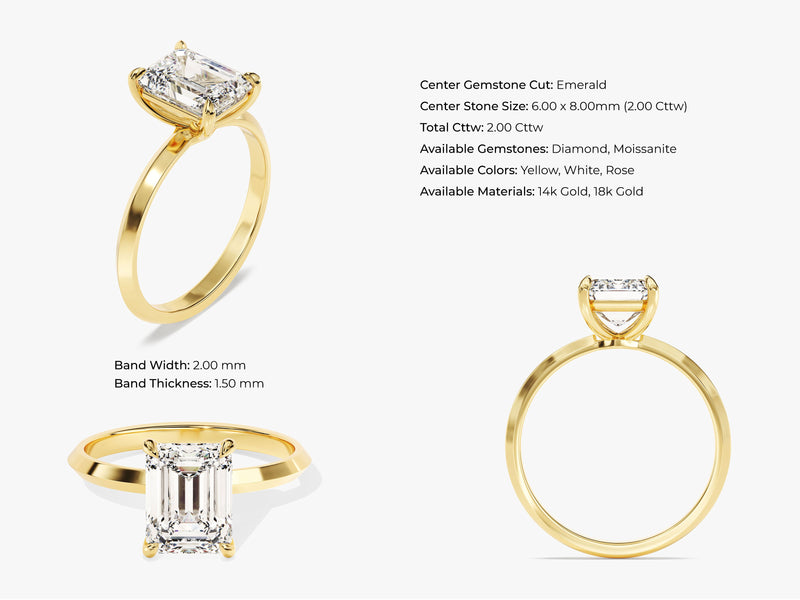 Knife Edge Emerald Moissanite Engagement Ring (2.00 CT)