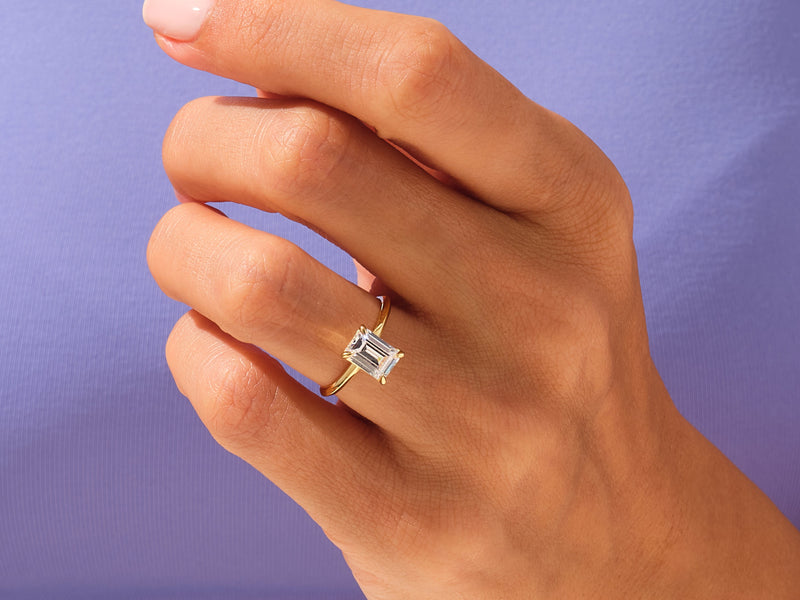 Knife Edge Emerald Lab Grown Diamond Engagement Ring (3.00 CT)
