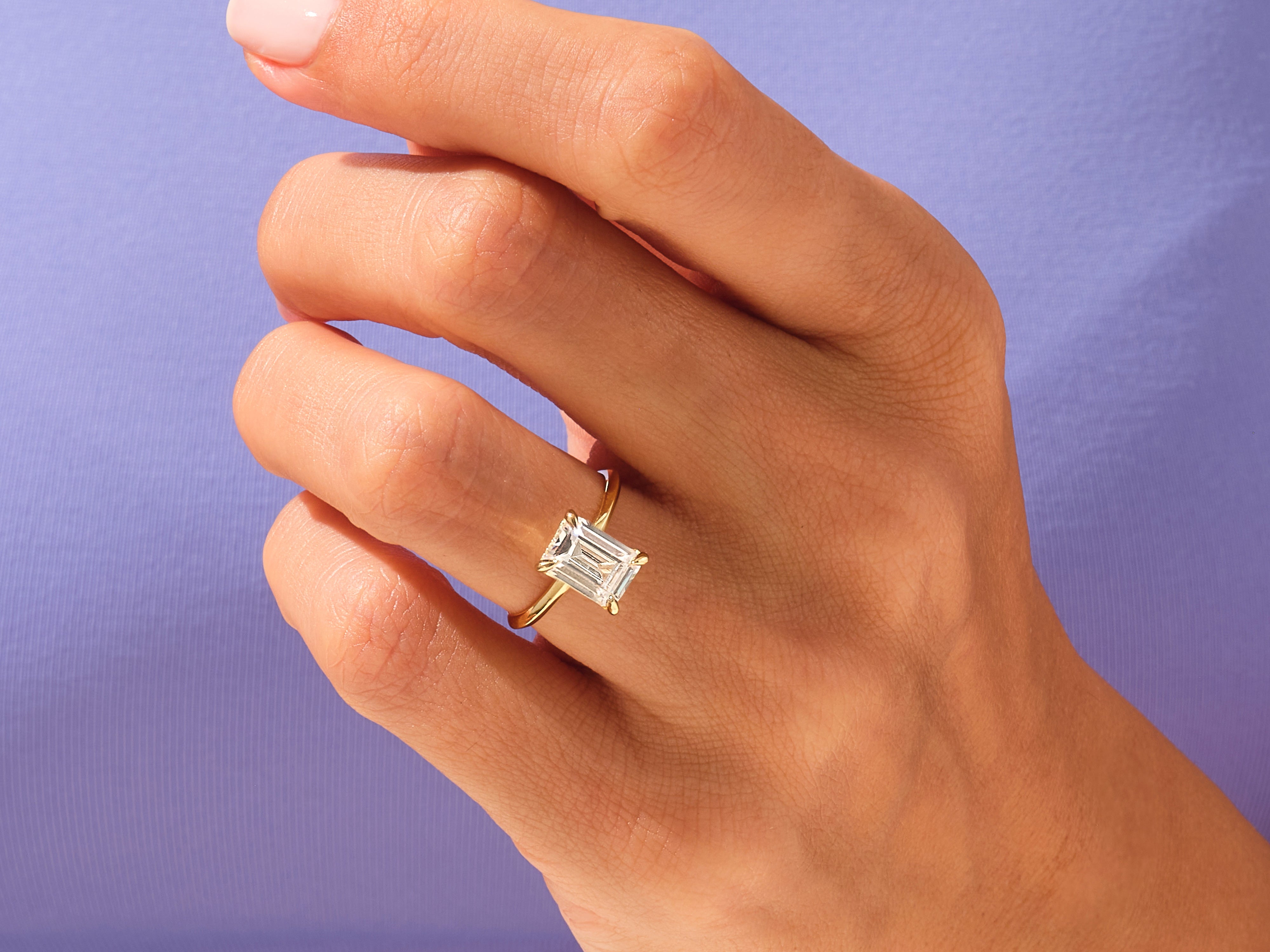 Knife Edge Emerald Moissanite Engagement Ring (3.00 CT)