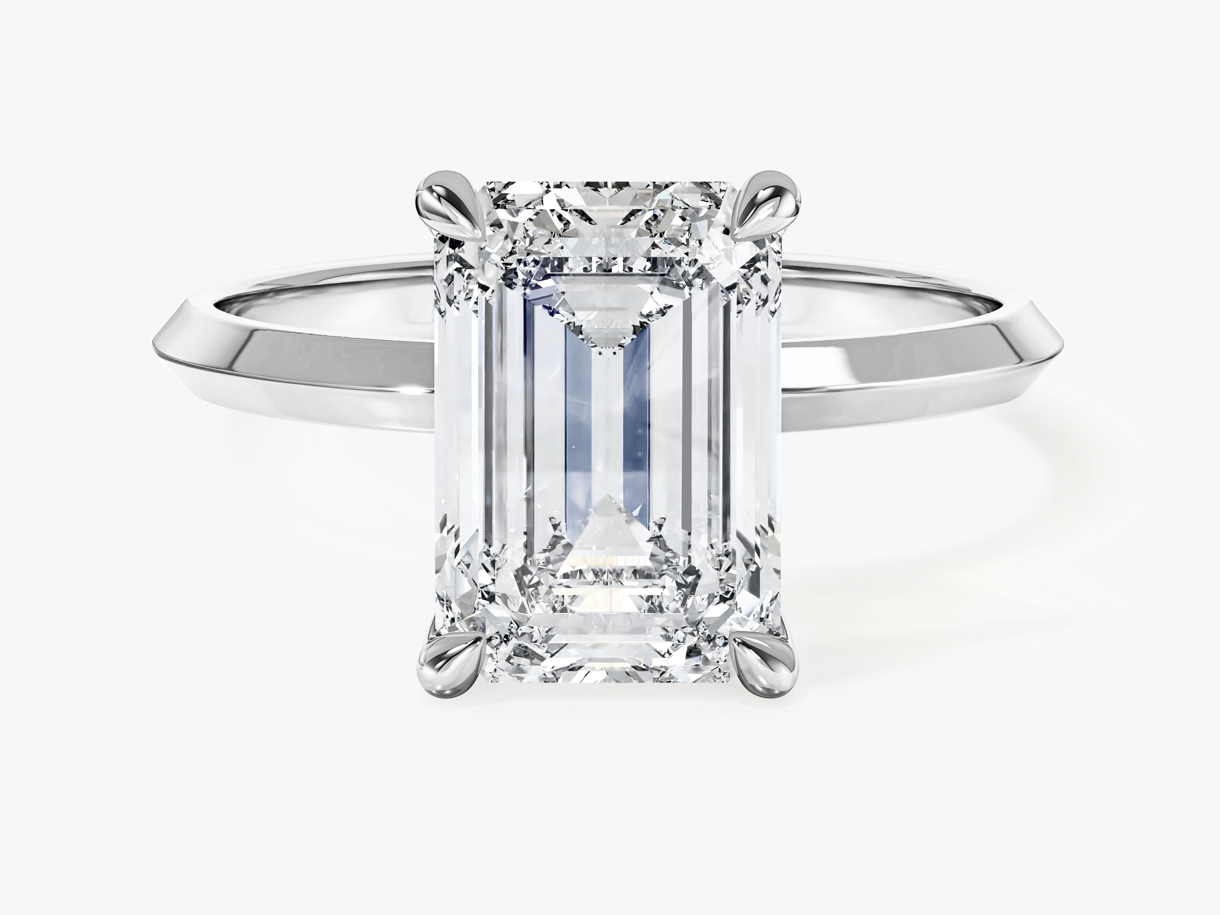 Knife Edge Emerald Moissanite Engagement Ring (3.00 CT)
