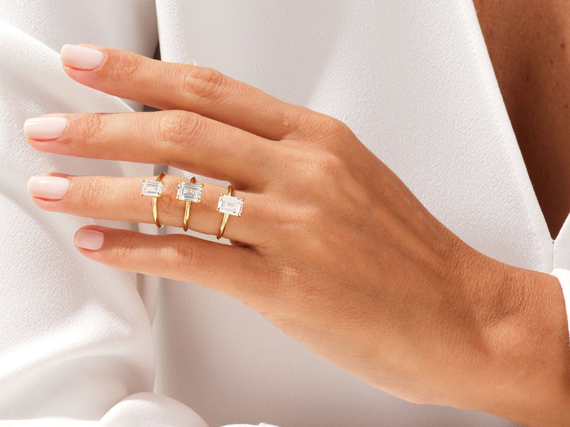 Knife Edge Emerald Moissanite Engagement Ring (2.00 CT)