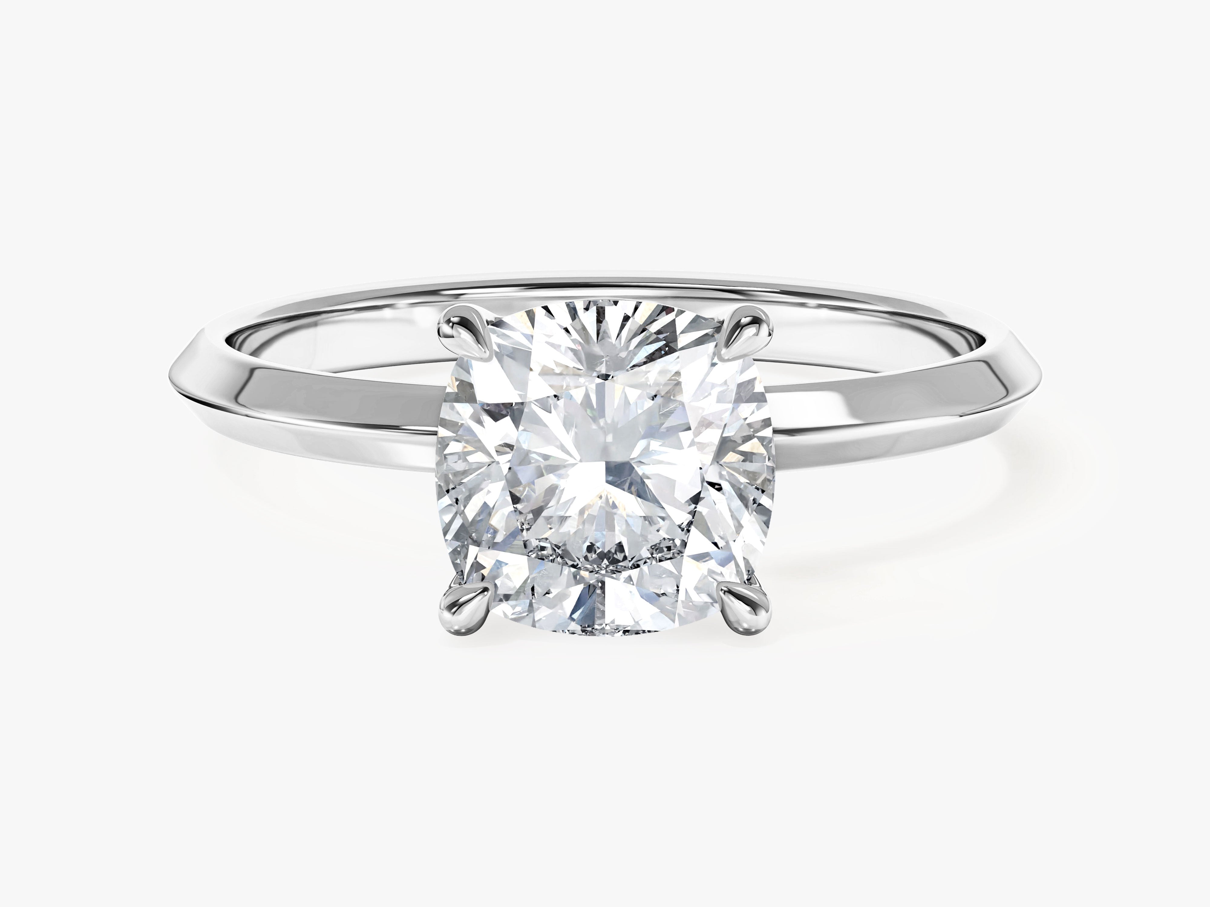 Knife Edge Cushion Moissanite Engagement Ring (2.00 CT)