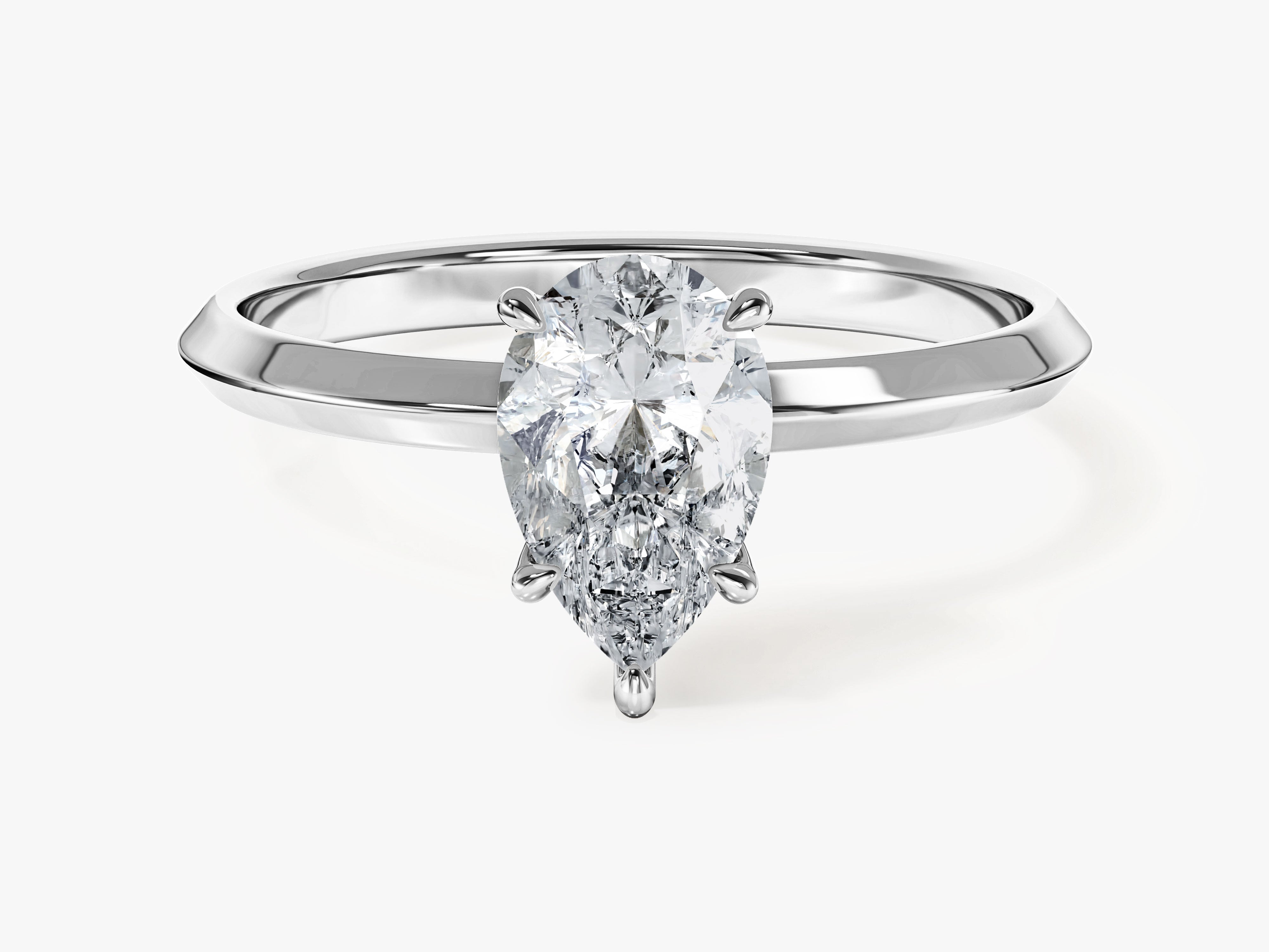 Knife Edge Pear Moissanite Engagement Ring (1.50 CT)