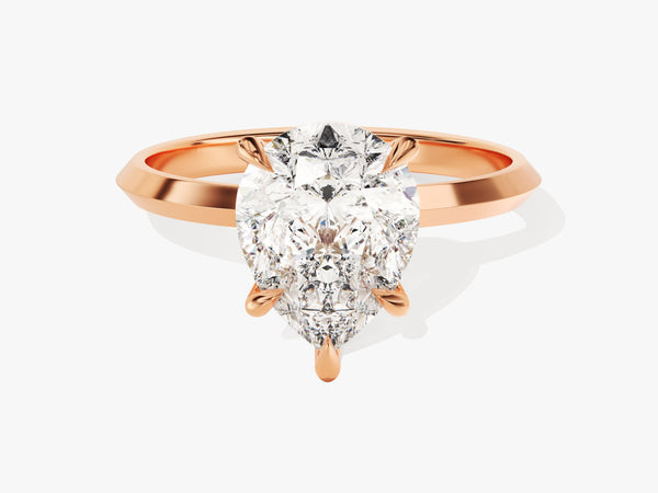 Knife Edge Pear Lab Grown Diamond Engagement Ring (3.00 CT)