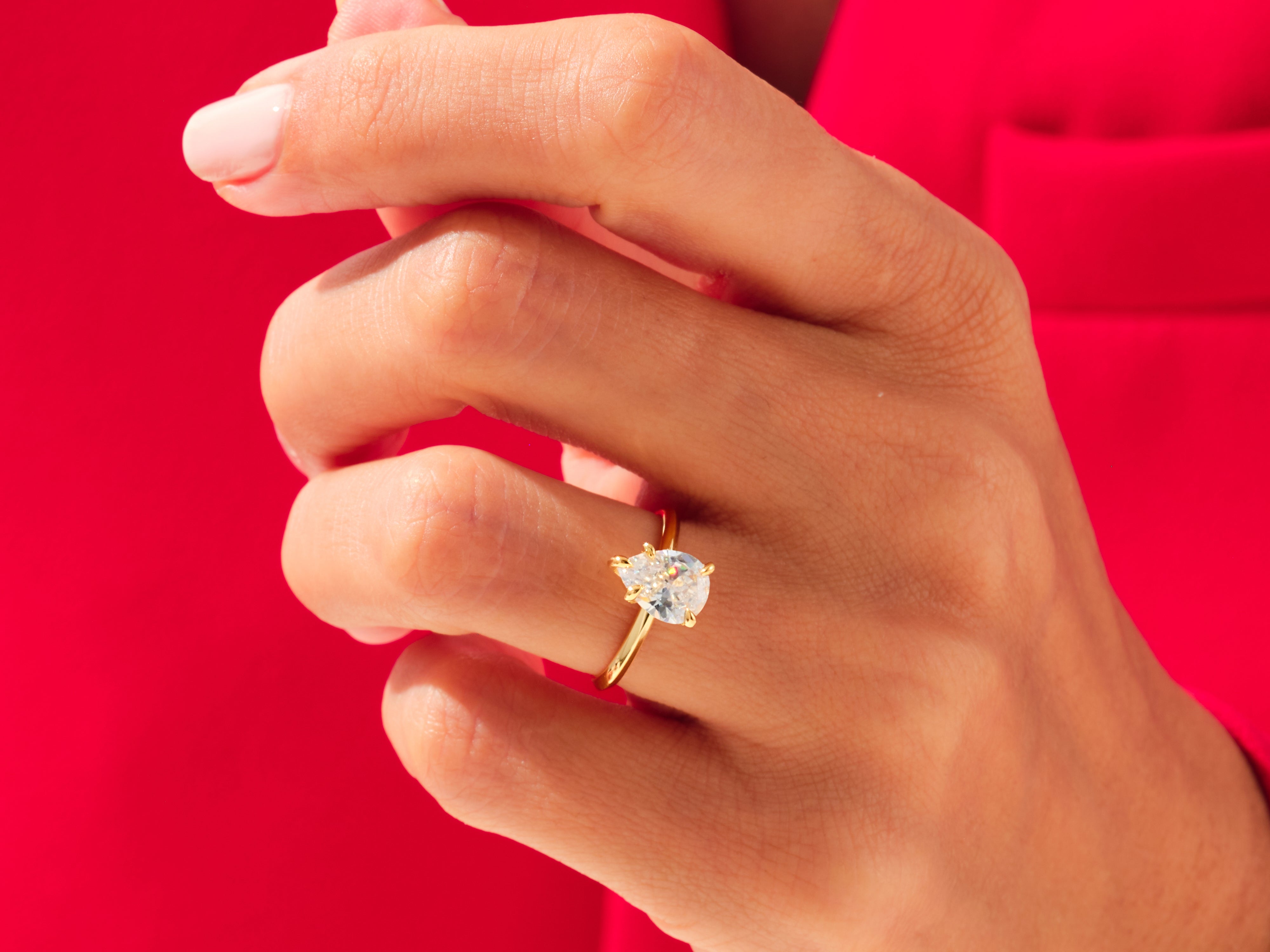 Knife Edge Pear Lab Grown Diamond Engagement Ring (3.00 CT)