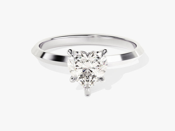 Knife Edge Heart Diamond Engagement Ring (1.00 CT)