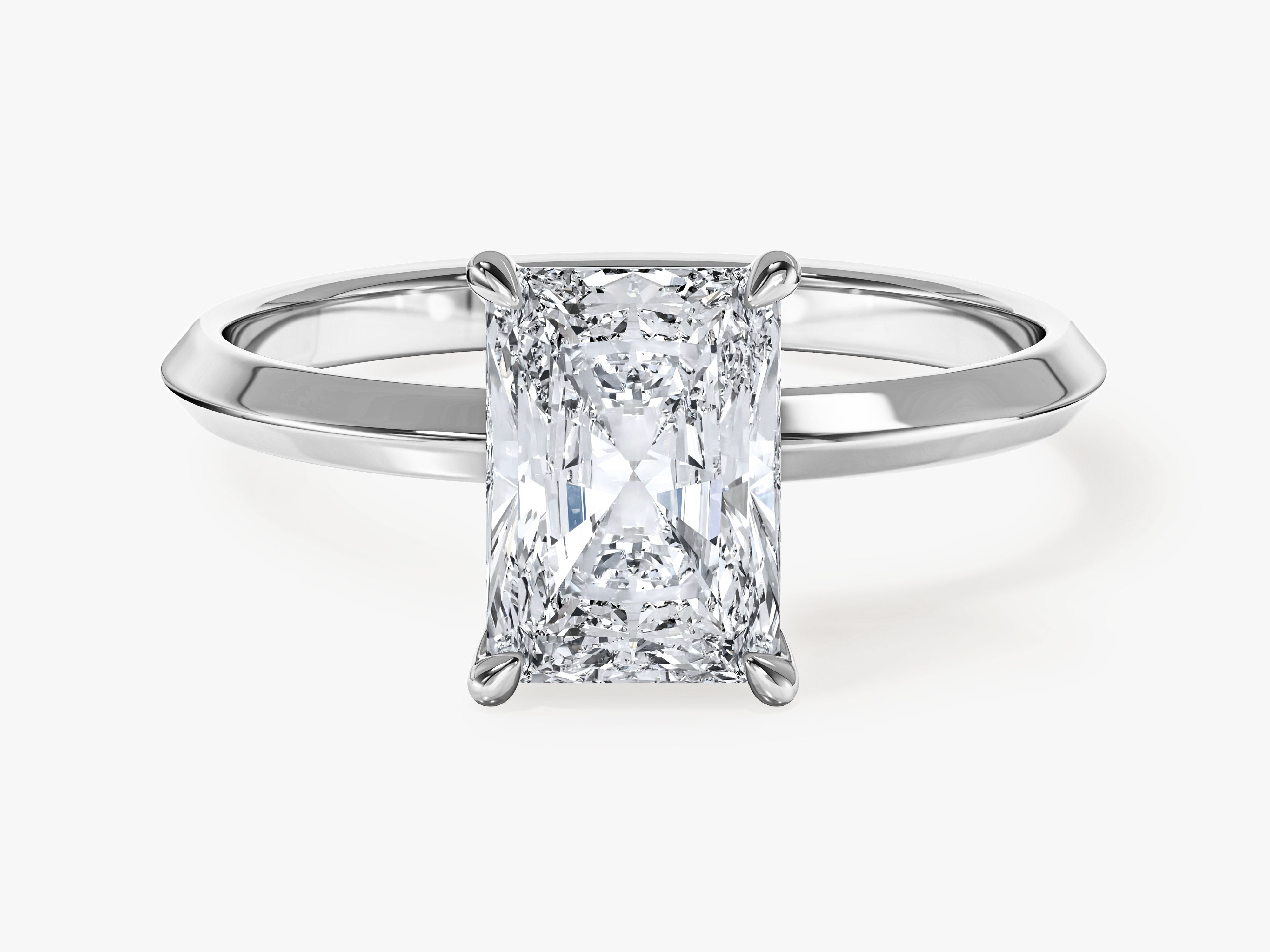 Knife Edge Radiant Moissanite Engagement Ring (2.00 CT)