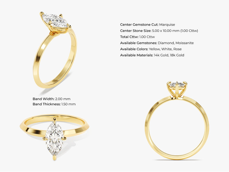 Knife Edge Marquise Diamond Engagement Ring (1.00 CT)