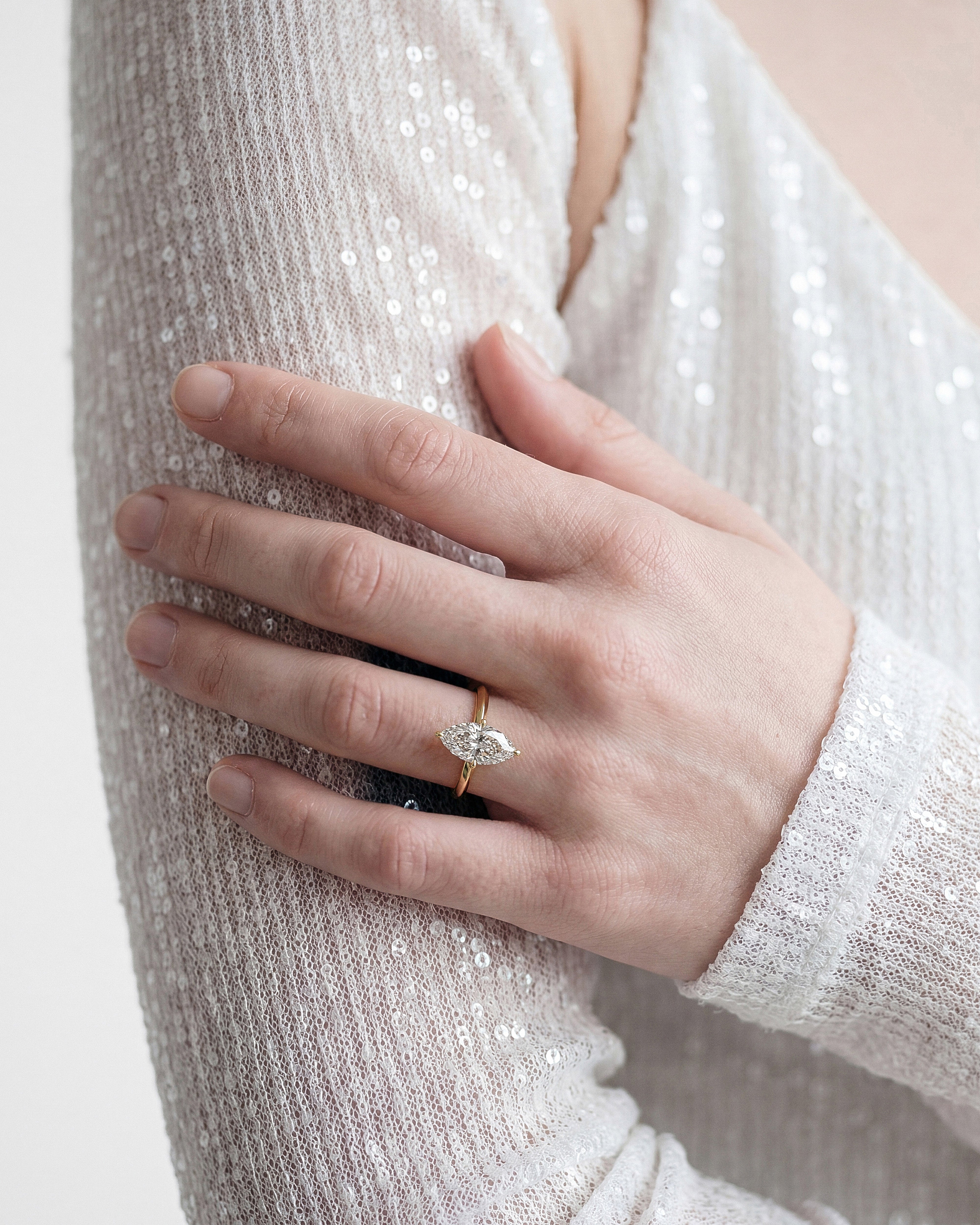 Knife Edge Marquise Lab Grown Diamond Engagement Ring (2.00 CT)