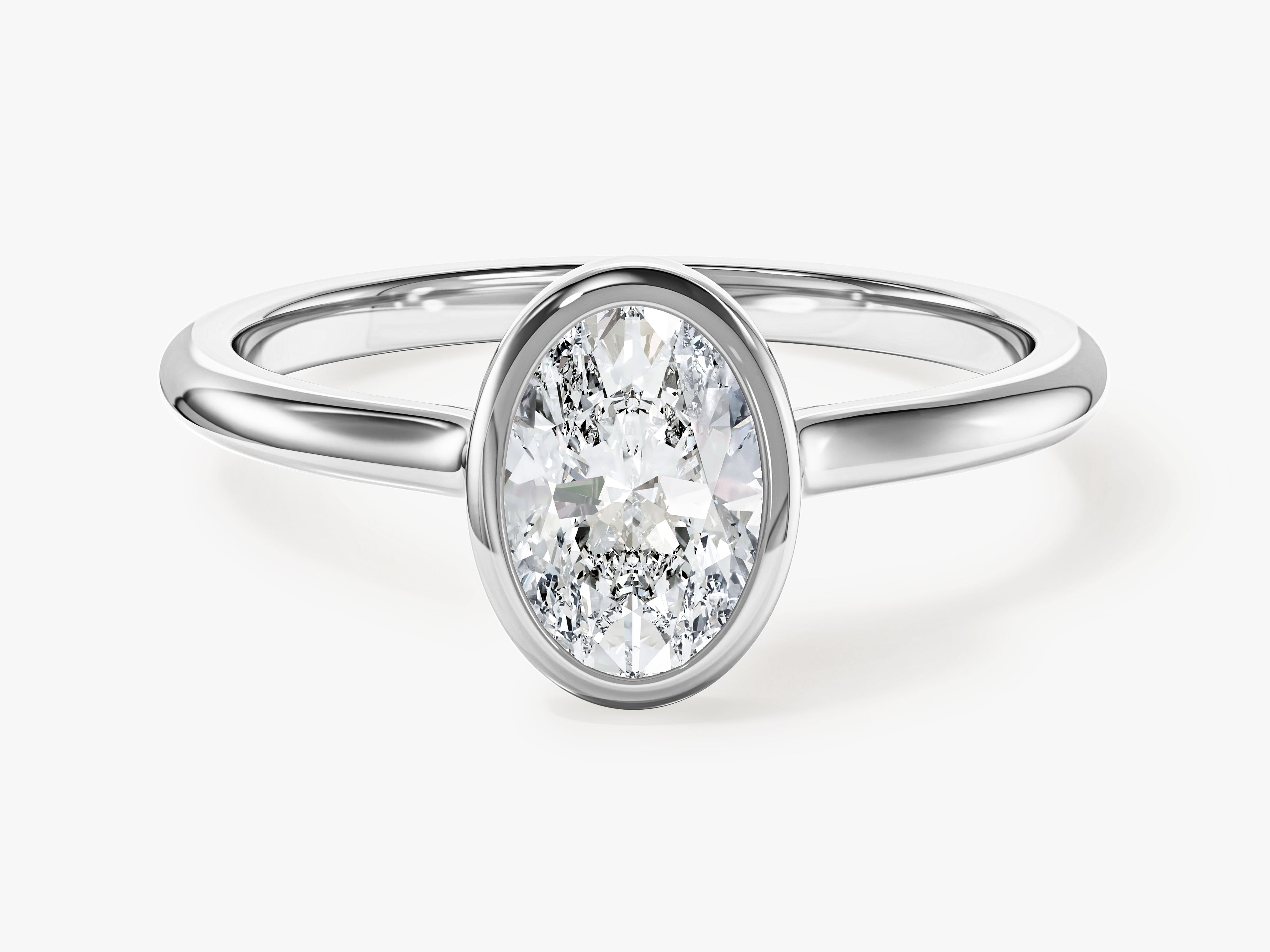 Bezel Oval Moissanite Engagement Ring (1.00 CT)