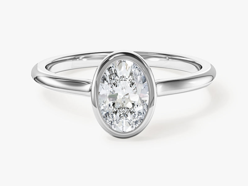 Bezel Oval Moissanite Engagement Ring (1.00 CT)
