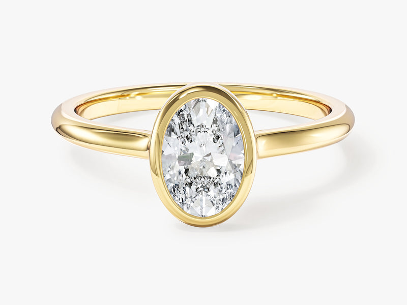 Bezel Oval Moissanite Engagement Ring (1.00 CT)
