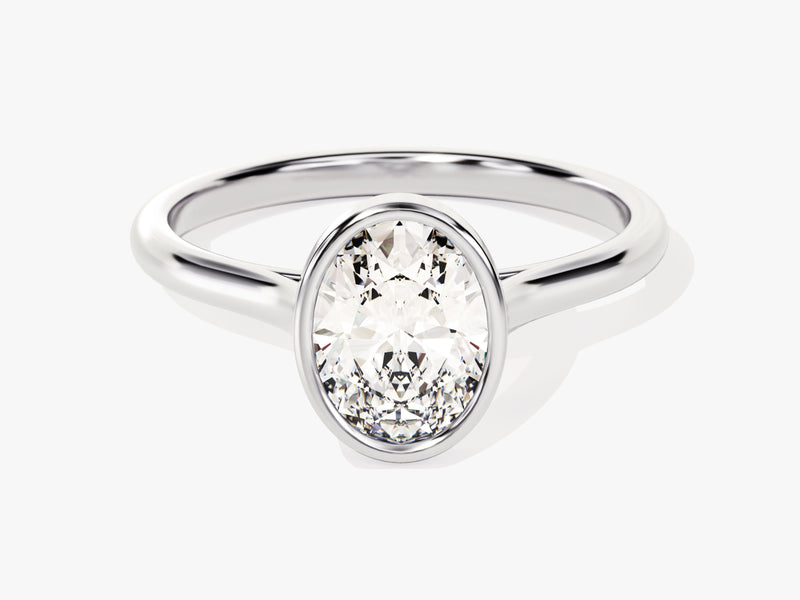 Bezel Oval Lab Grown Diamond Engagement Ring (1.50 CT)