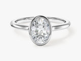 Bezel Oval Moissanite Engagement Ring (1.50 CT)