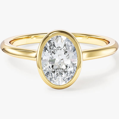 Bezel Oval Lab Grown Diamond Engagement Ring (1.50 CT)